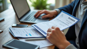 Dirigeant de PME utilisant des outils numériques sur ordinateur portable