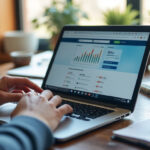 Un particulier consulte une plateforme de financement participatif pour investir dans une start-up sur son ordinateur portable