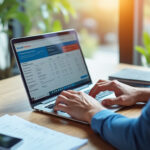 Auto-entrepreneur consultant son chiffre d'affaires sur ordinateur portable