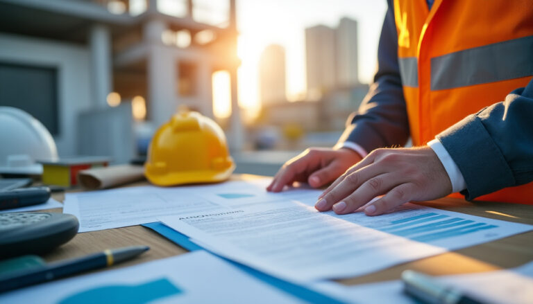 Contrôle de documents sur un chantier de construction dans le BTP