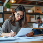 Dirigeant de TPE consultant des documents d'épargne salariale au bureau
