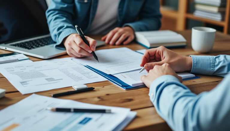 Dirigeant de petite entreprise au comptoir de son commerce