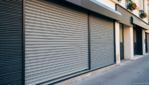 Devanture de commerce fermée dans une rue du Mans en Sarthe