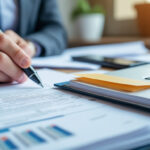 Dirigeant et salarié échangeant des documents lors d'un entretien de rupture de contrat