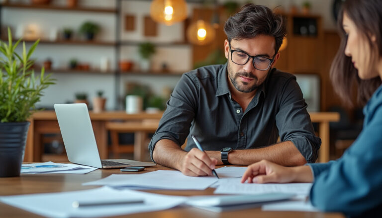 Dirigeants de petites entreprises marocaines réunis autour d'une table de travail