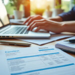 Dirigeant de TPE consultant une facture électronique sur ordinateur