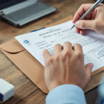 Courrier administratif et dossier de contrôle posés sur un bureau d'entreprise
